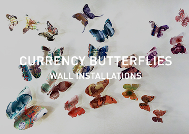 Currency Butterflies Wall Installations - Erika Harrsch